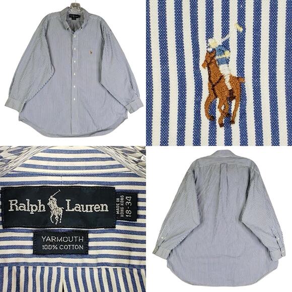 Polo Ralph Lauren Other - Polo Ralph Lauren Oxford Shirt Mens Size XXL LS Button Down Yarmouth Blue Stripe